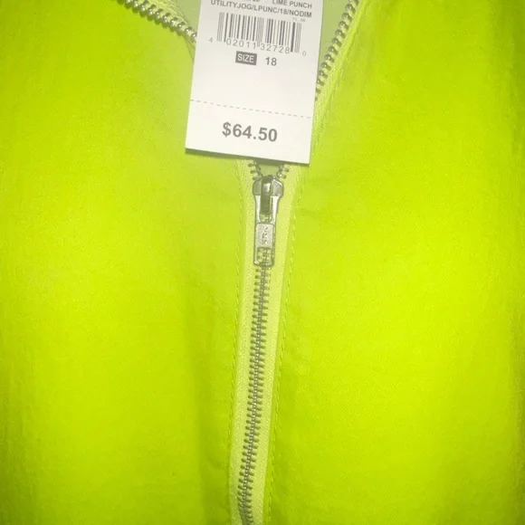 NWT- ASHLEY STEWART PLUS SIZE(18W) LIME GREEN UTILITY JUMPSUIT. - Picture 6 of 7